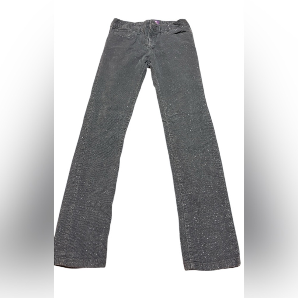 Old Navy Girls Pants Gray Super Skinny Corduroy Glitter 10 Regular